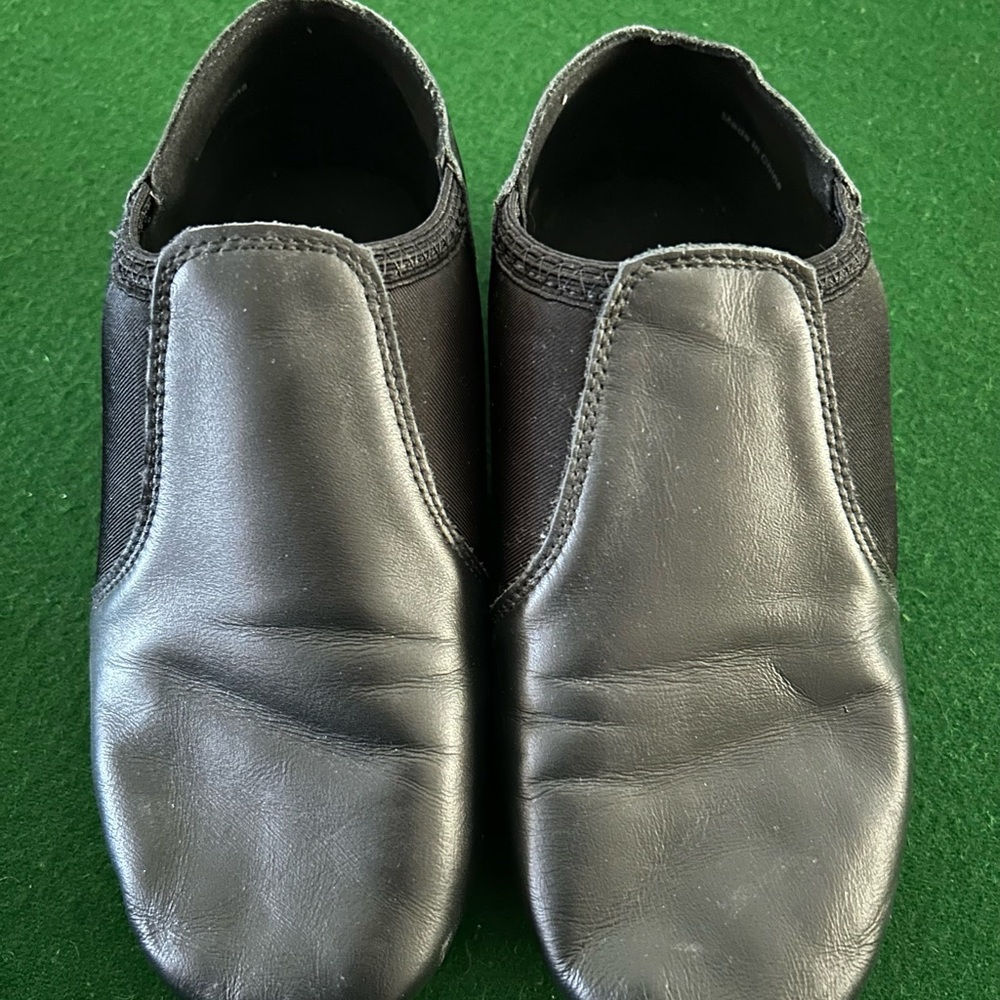 Sleek Black Leather Slip-On Dance Shoes